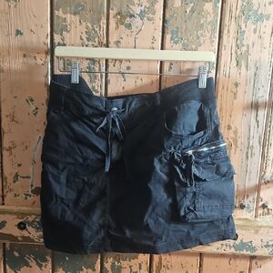 Black Cargo Mini Skirt